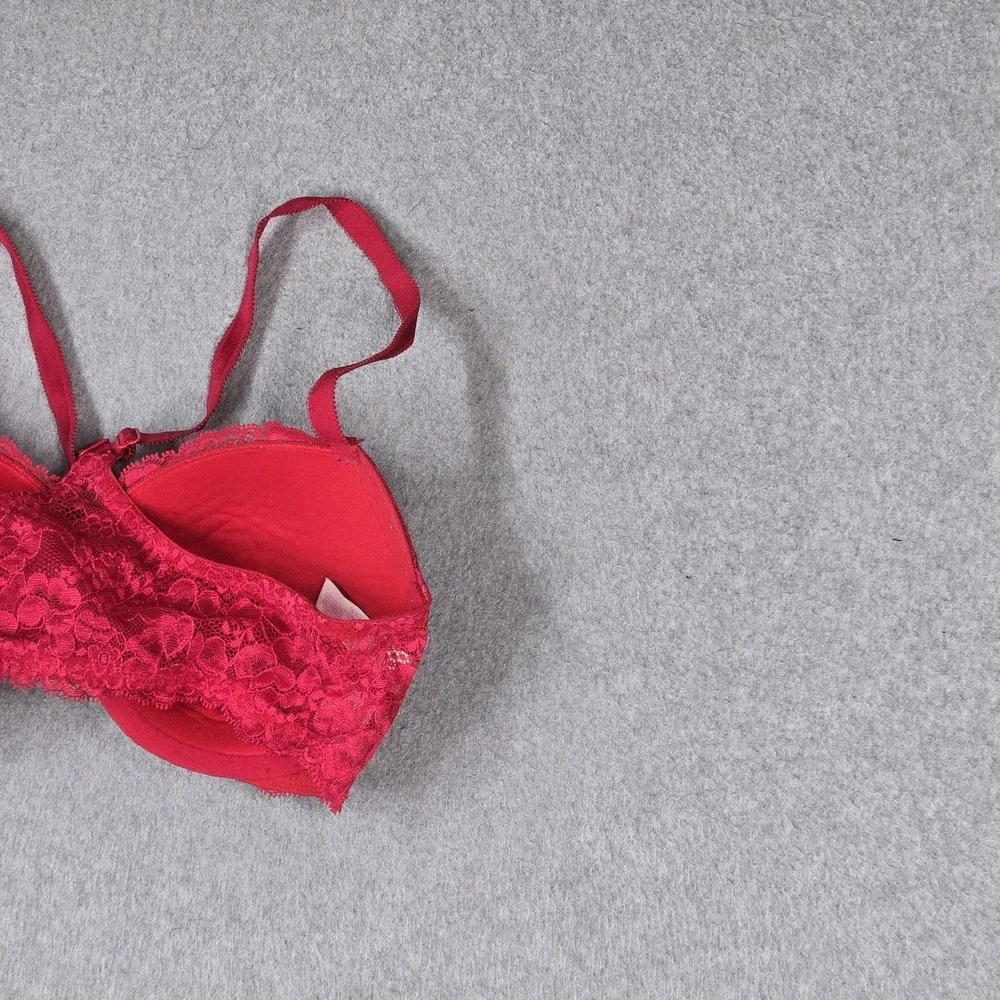 Victoria's Secret Women Bra 34D Red Floral Dream Angels Racerback Front Closure